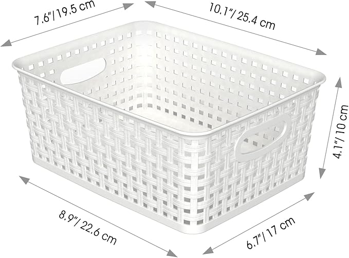 WYT 12-Pack Plastic Small Shelf Storage Weave Baskets - Image 2