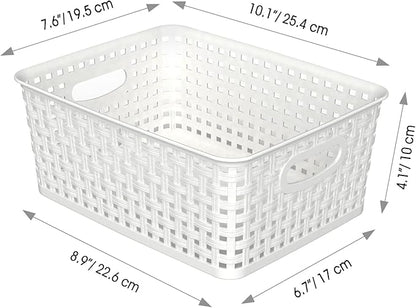 WYT 12-Pack Plastic Small Shelf Storage Weave Baskets - Image 2