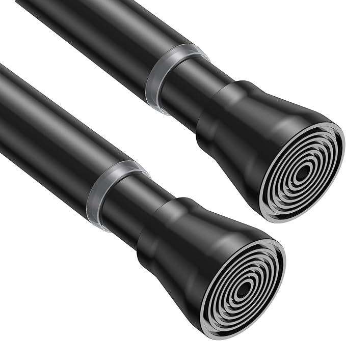 MEXAU 2Pack Spring Tension Curtain Rod 29-64 inch Black Small Tension Rod | by MEXAUSPRINGCURTAINRODS