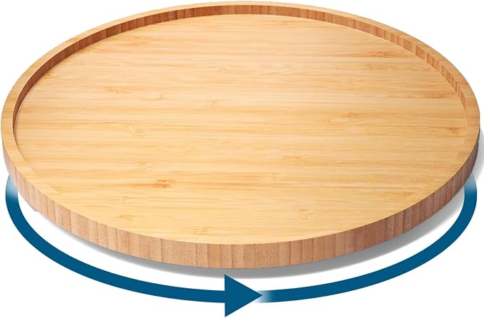 Lazy Susan Organizer for Kitchen, Bamboo Turntable for Cabinet, Large（Natural） by VERTORGAN