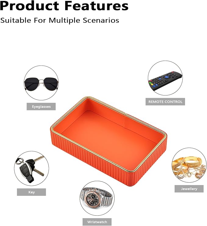 PU Leather Valet Tray, Desk Organizer Tray Nightstand Organizer Trinket Dish - Image 9