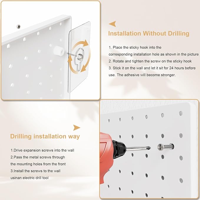 FZK Peg Board, Includes 4 White Pegboard and Accessories, Plastic Peg Board - Image 5