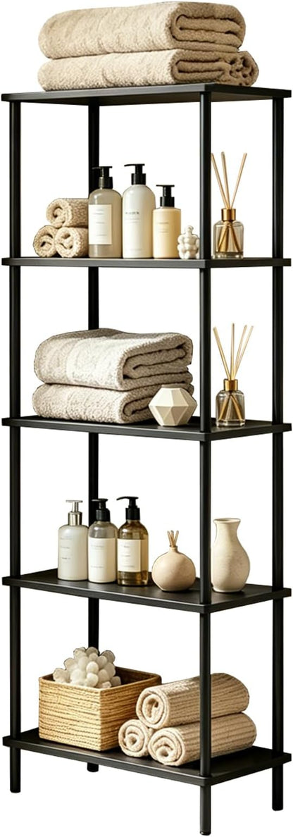 5 Tier Corner Bookshelf, Wooden Standing Shelf Unit - Image 6