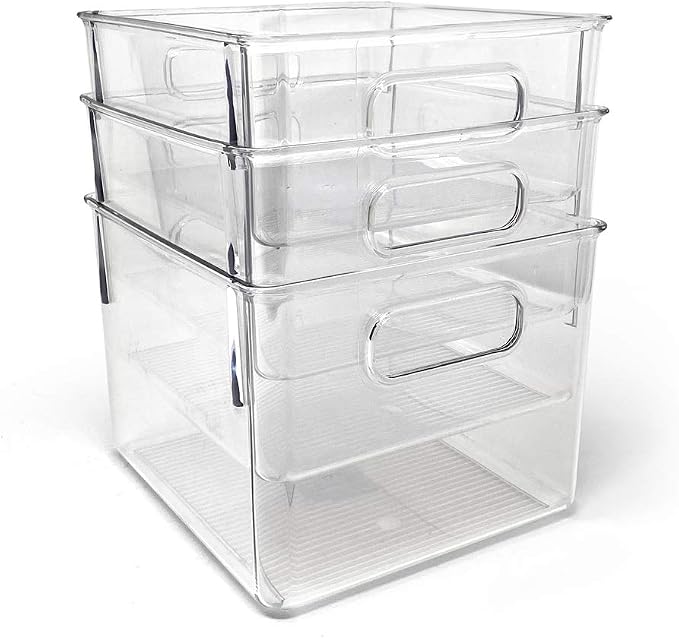 Isaac Jacobs 3-Pack Medium Clear Storage Bins by IsaacJacobs