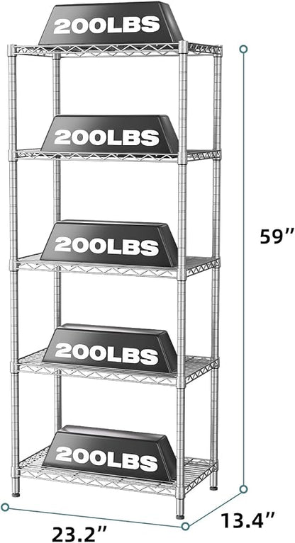 SINGAYE 5 Tier Storage Garage Shelving Units Heavy Duty Wire Shelves Pantry - Image 3