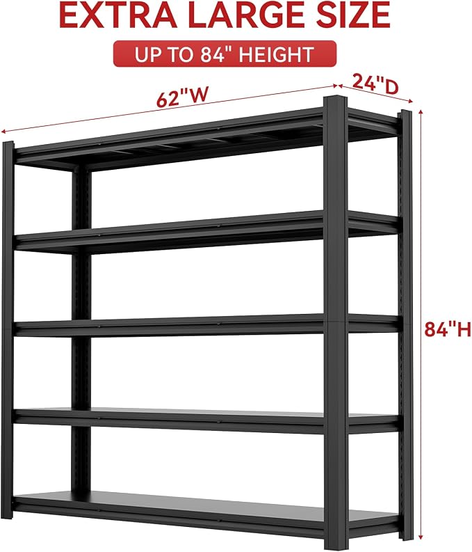 84" H Heavy Duty Metal Storage Shelving, 5000 LBS Capacity - Image 3