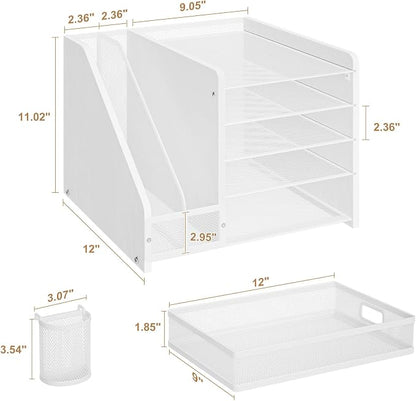 Marbrasse Desk Organizer with File Holder, 5-Tier Paper Letter Tray Organizer - Image 5