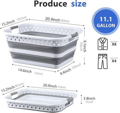 Monozuki Collapsible Plastic Laundry Basket 11.1 gallon 2pcs Eco-recycled - Image 7