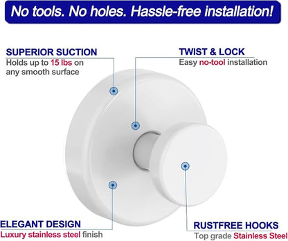 Bntuk Suction Cup Hooks for Shower, Removable Towel Hooks for Bathroom Window - Image 3