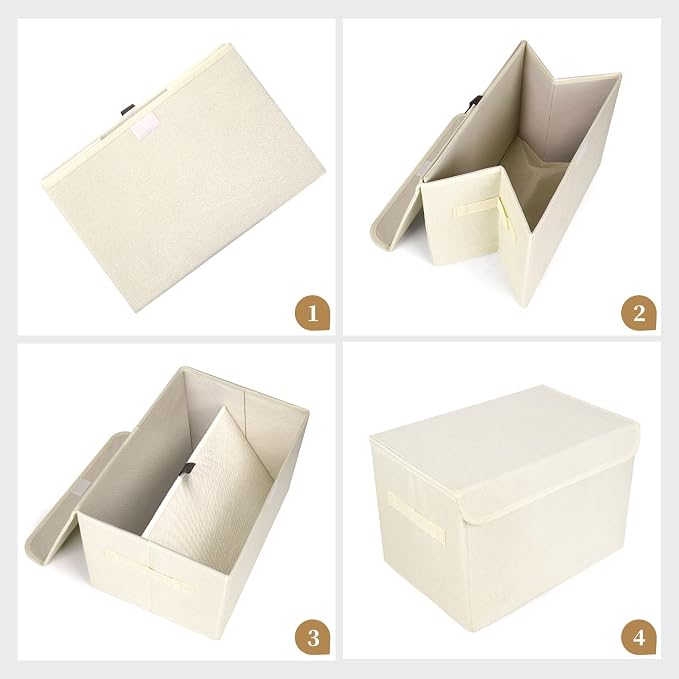 Large 22 Quart Linen Fabric Foldable Storage Bin Cube Organizer Basket - Image 6