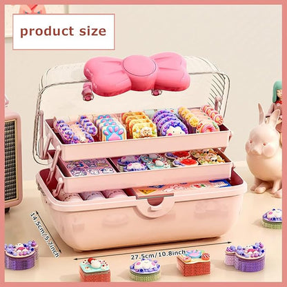 Cute Girls Hair Accessories Storage Box Bow Switch Organizer Box Jewelry Box - Image 2