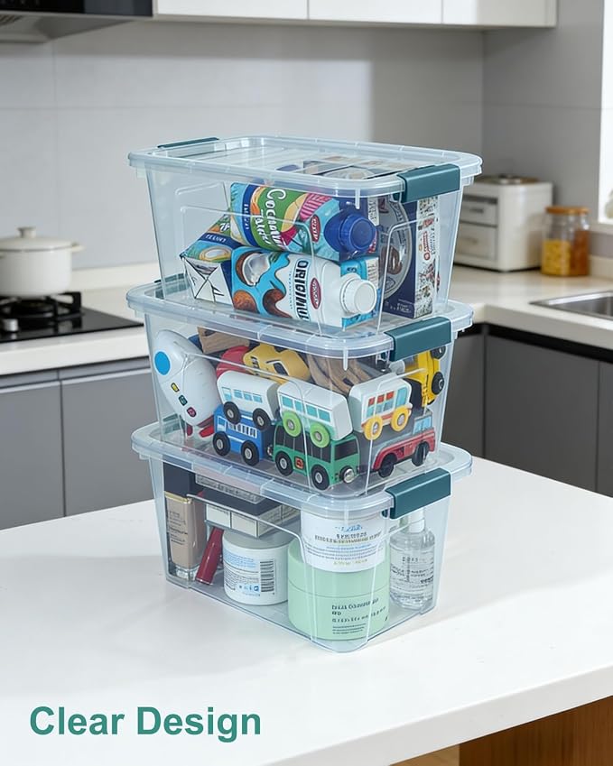 Storage Bins with Lids 6 Pack Clear Storage Containers, 7 Quart Stackable - Image 3