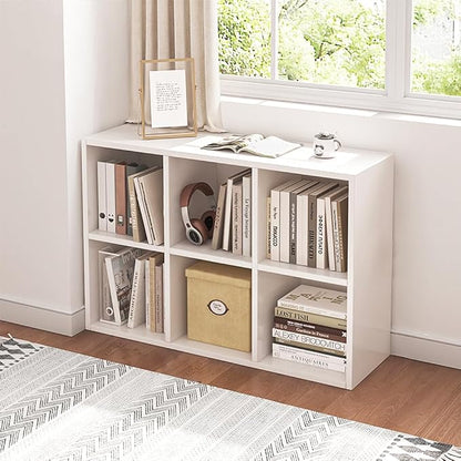 NELYE 6 Cube Organizer Bookcase White Open Shelf | Suitable by NELYE