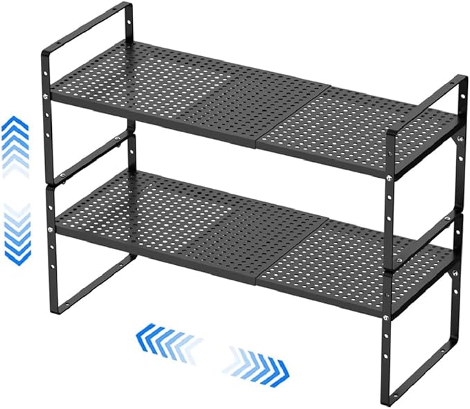 Expandable Kitchen Cabinet Shelf Organizers, Stackable Metal Pantry Storage by PerfectdesignforyourHOME