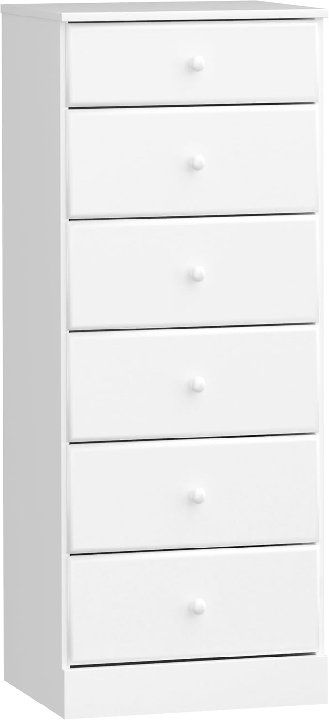 Prepac Astrid Tall White Dresser: 16.5"D x 19.75"W x 50"H, 6-Drawer Chest by PREPACRTASTORAGEFURNITURE
