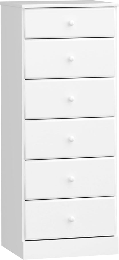 Prepac Astrid Tall White Dresser: 16.5"D x 19.75"W x 50"H, 6-Drawer Chest by PREPACRTASTORAGEFURNITURE