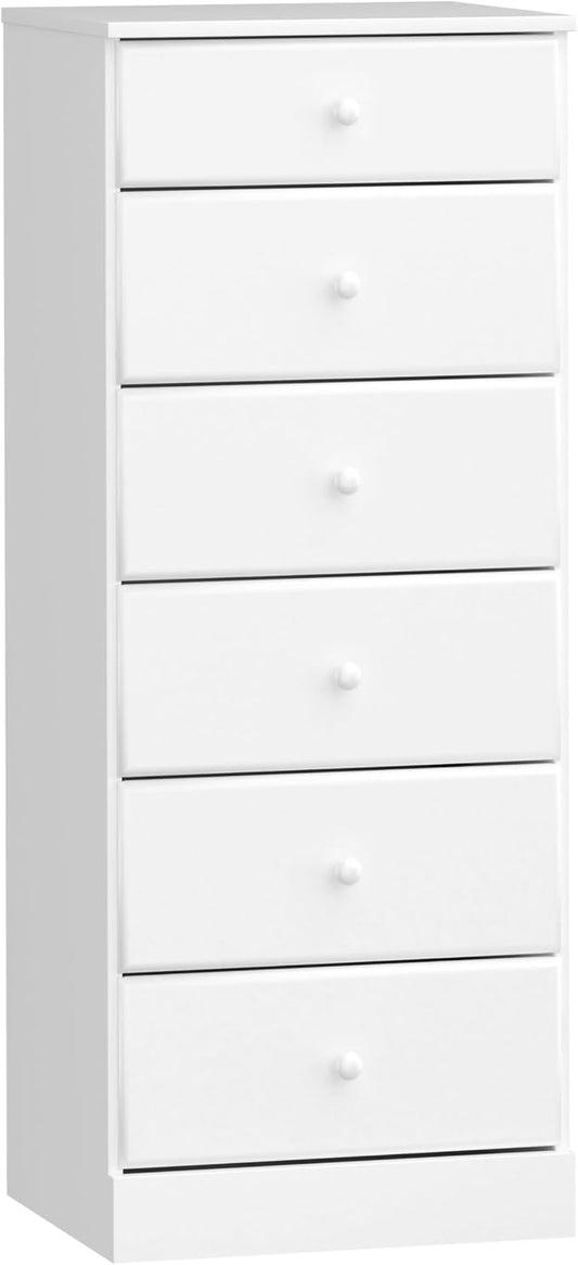 Prepac Astrid Tall White Dresser: 16.5"D x 19.75"W x 50"H, 6-Drawer Chest by PREPACRTASTORAGEFURNITURE
