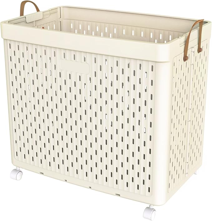 UAK Laundry Basket with Wheels, Collapsible Plastic Laundry Hamper with Handle by SayGoodbyetoClosetChaoswithCurStorage