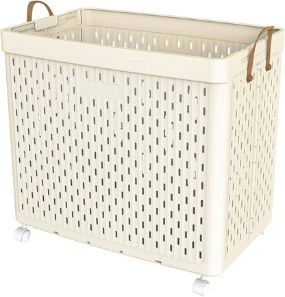 UAK Laundry Basket with Wheels, Collapsible Plastic Laundry Hamper with Handle by SayGoodbyetoClosetChaoswithCurStorage