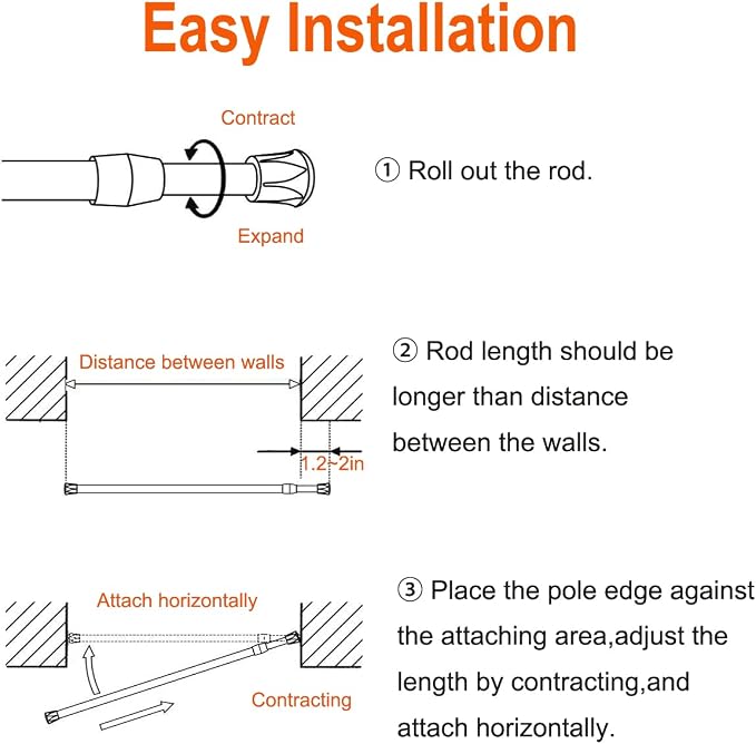 2 Pack Small Tension Rods 26 in to 39 Curtain Rods Window Rods in Extendable - Image 5