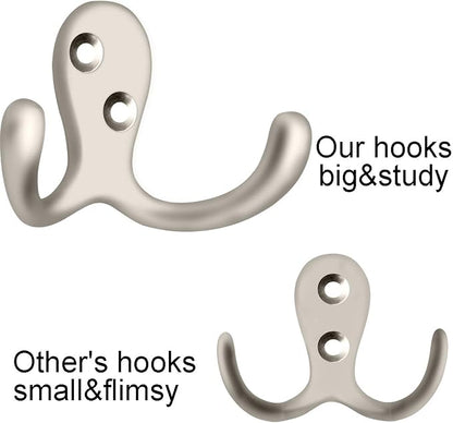 IBosins 10 Pack Heavy Duty Double Prong Coat Hooks Wall Mounted - Image 3