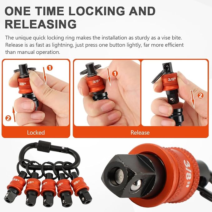 5Pcs Socket Holder Key Chain, 3/8" Drive Socket Organizer Keychain Quick - Image 5