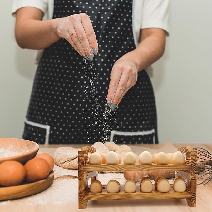 Wooden Egg Holder Countertop, Stackable Egg Storage Trays - Image 5