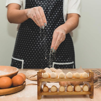 Wooden Egg Holder Countertop, Stackable Egg Storage Trays - Image 5