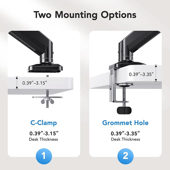 HUANUO Dual Monitor Mount, Mounts 2 Screens Up to 32 Inch, Holds 22 lbs per Arm - Image 7