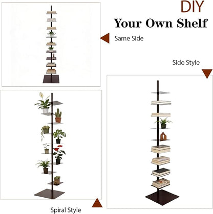 9 Tier Metal Spine Bookshelf Tower, Adjustable Vertical Tower - Image 6