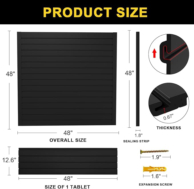 4'H x 4'W PVC Slatwall Panels Garage Wall Storage System - Image 3