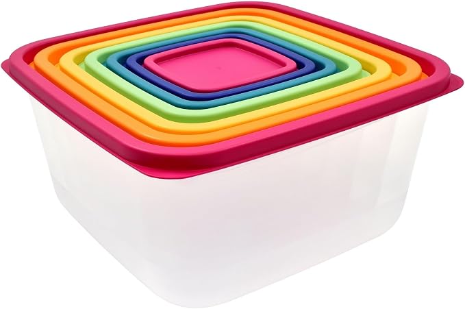 14 Pack Rainbow Multi Color Plastic Food Storage Containers - Image 2