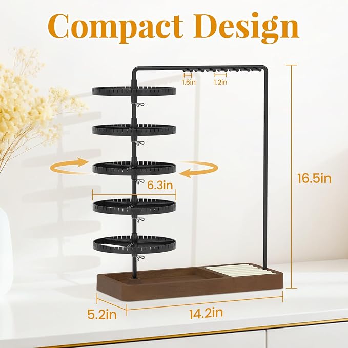 EsLuker.ly Earring Holder Organizer Necklace Display Stand Jewelry Storage | - Image 7