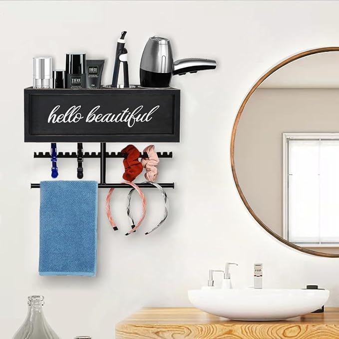 Rustic Hair Dryer Holder Wall Mounted, Hair Styling Tools & Accessories - Image 5