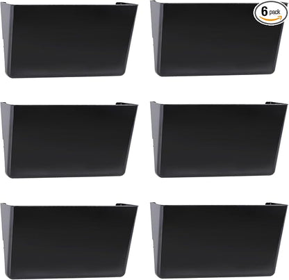 6 Pack Black Plastic Single Pocket Hanging File Organizer, Wall Mount Paper by EASEPRES