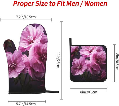 Oven Mitts and Pot Holders Sets of 3 Flowers Oven Mitts 3 Pcs Heat Resistant - Image 2