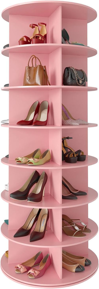 SpaceAid 7 Tier Rotating Shoe Rack Tower, Spinning Shoe Display Lazy Susan by SpaceAid