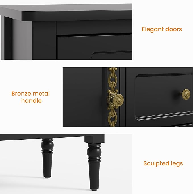 RoyalCraft Buffet Cabinet with Storage, Vintage Sideboard with 2 Doors & 3 - Image 4