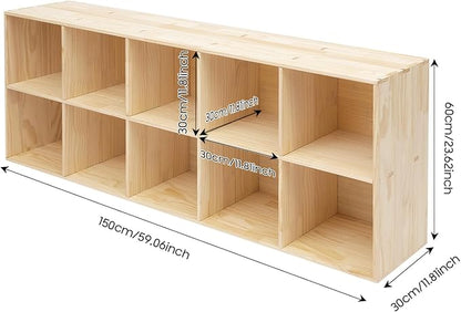 10 Cube Storage Shelf, 2-Tier Solid Wood Cube Storage Organizer, Vertical or - Image 2
