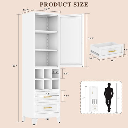 Tall Metal Narrow Storage Cabinet 67" H - Image 2
