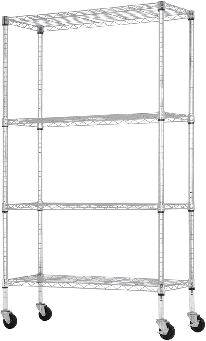 PayLessHere | 4-Tier Wire Shelf | 36"x14"x62" | Chrome | Adjustable Racks | by BestOffice