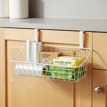 LeleCAT White Basket with hook Grid Storage Basket, Hang it behind a door or on - Image 4