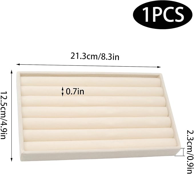 Velvet Jewelry Organizer Trays Beige 8 Rolls | Stackable Jewelry Storage - Image 2