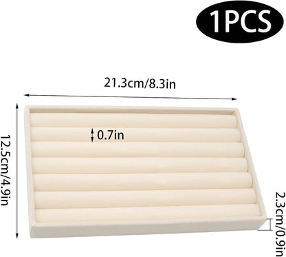 Velvet Jewelry Organizer Trays Beige 8 Rolls | Stackable Jewelry Storage - Image 2