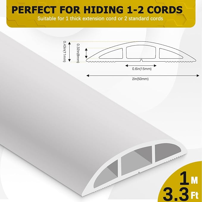 Floor Cord Cover 3.3FT Cord Covers - Image 2
