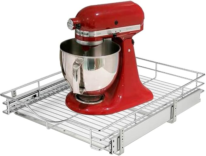 DINDON 1 Tier Pull Out Cabinet Organizer Heavy-Duty Metal Sliding Drawer Shelf by DINDON