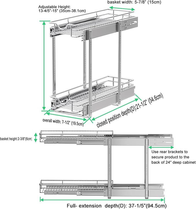 DINDON Pull Out Cabinet Organizer, Cabinet Pull Out Shelves, 2 Tier Pull Out - Image 5
