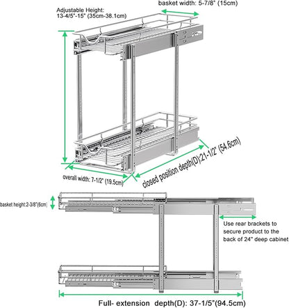 DINDON Pull Out Cabinet Organizer, Cabinet Pull Out Shelves, 2 Tier Pull Out - Image 5