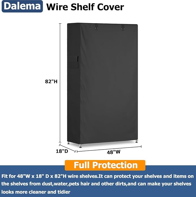 Storage Shelf Cover, Outdoor Heavy Duty 600D 48''W x 18''D x 82''H Dustproof - Image 3