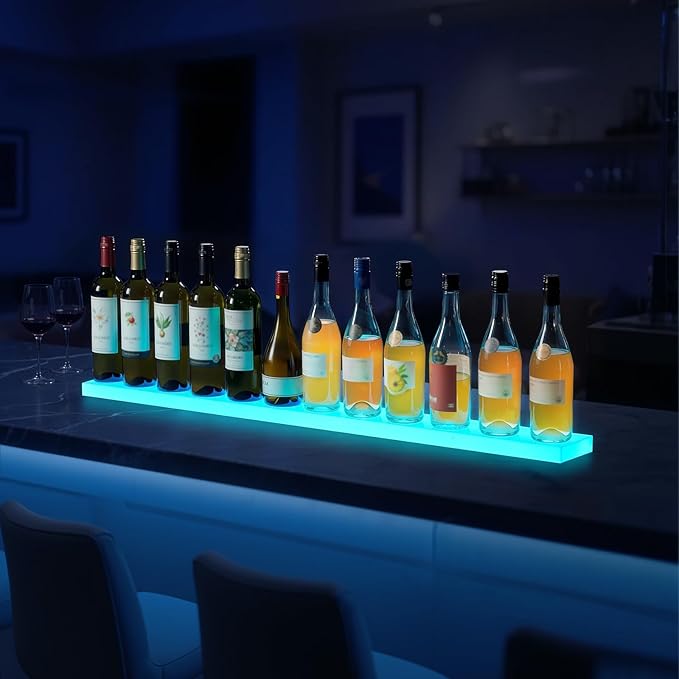 VEVOR LED Lighted Liquor Bottle Display, 1 Tier 48 Inches Whiskey Rack - Image 8